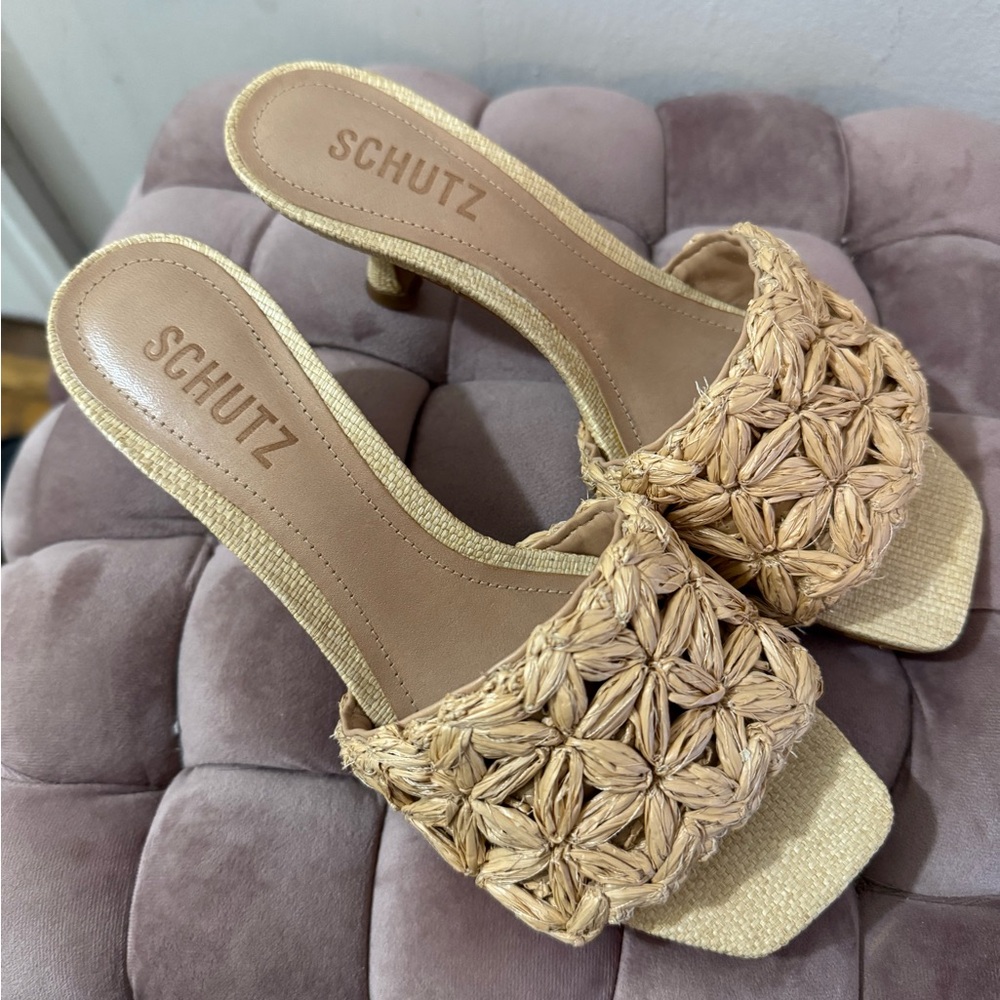 Schutz dethalia straw raffia sandal, kitten heel, natural, size 5 - Picture 5 of 10